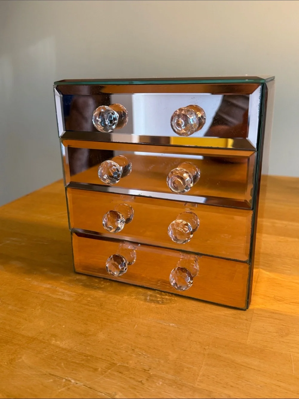 Beautify Mirrored Rose Gold Glass Jewelry Box 4 Drawers